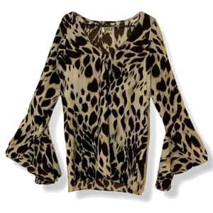 Show Me Your Mumu Bell Sleeve Shirt Blouse Animal Leopard Print Size Small